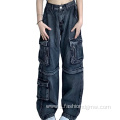 Loose Baggy 6 Pocket Stacked Cargo Jeans